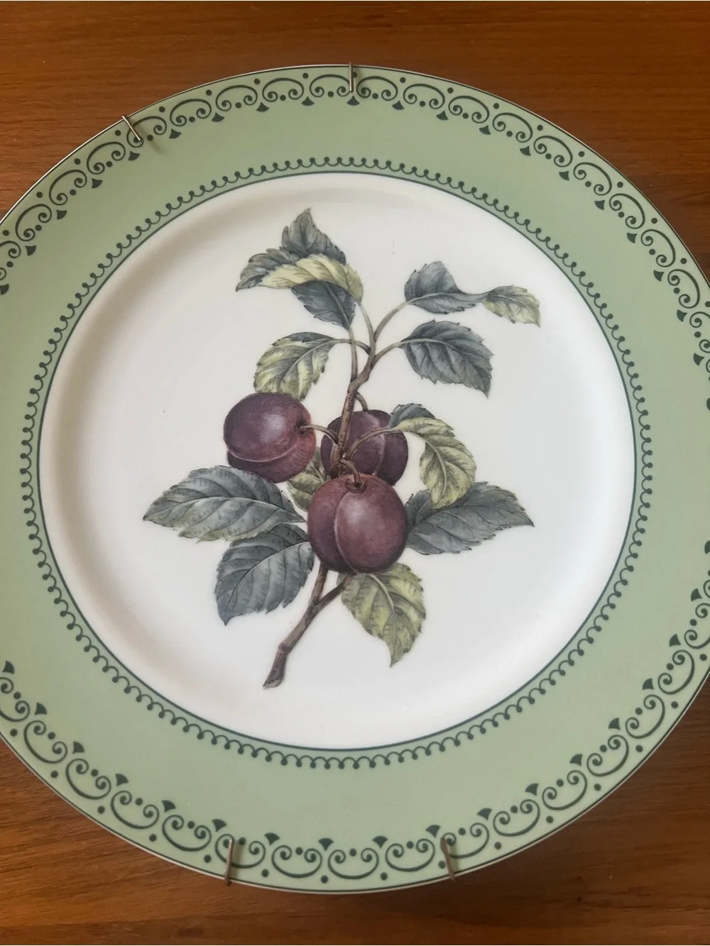 Botanical Fruit Decorative Dessert Plates - Mint Green Rim (Set of 4)